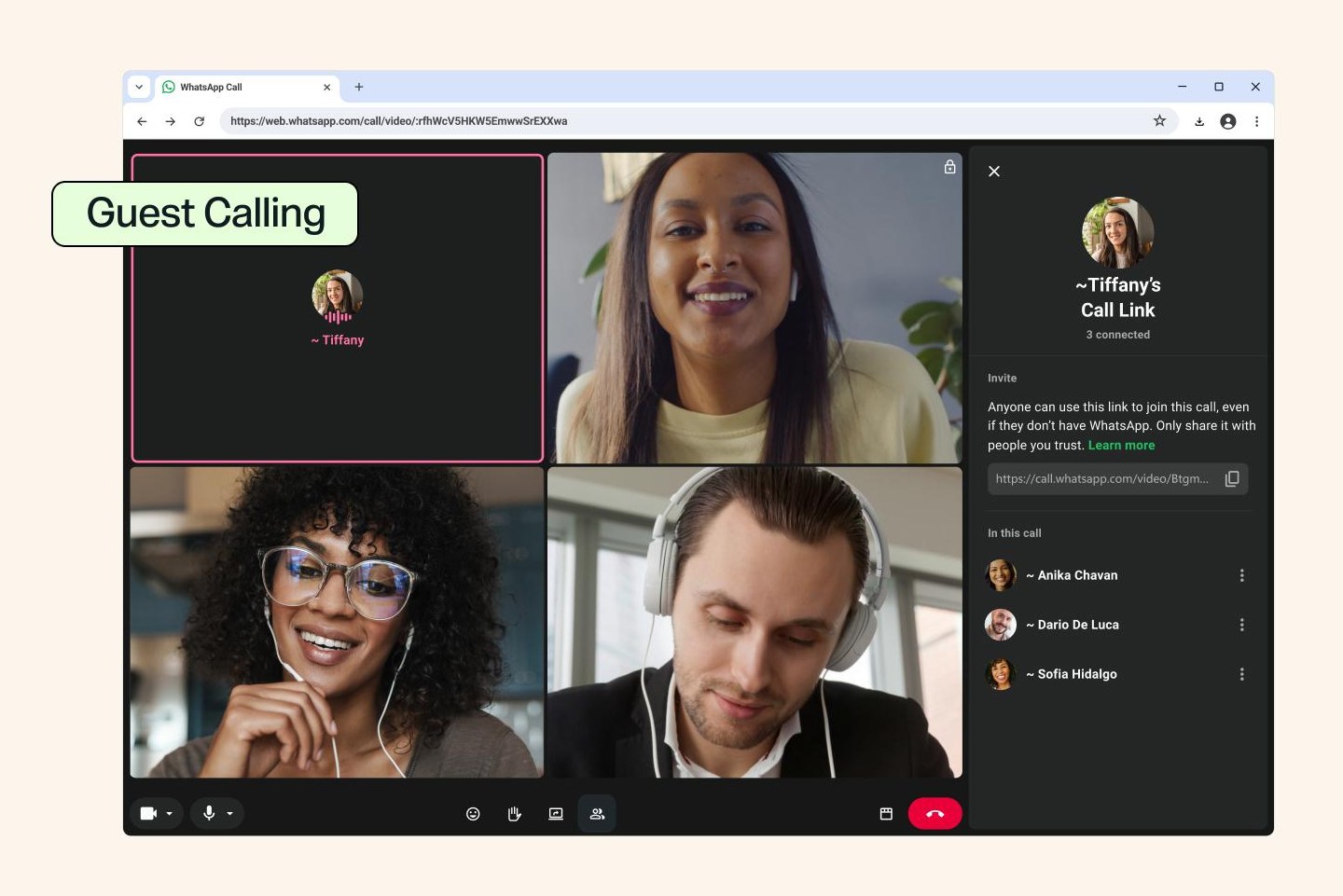 WhatsApp ra mắt tính năng gọi khách mời