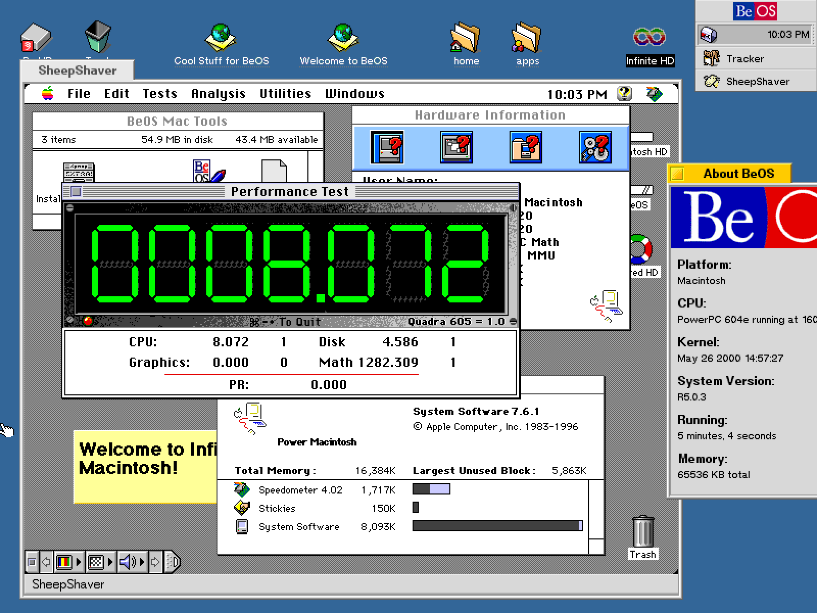 BeOS chạy qua trình giả lập SheepShaver