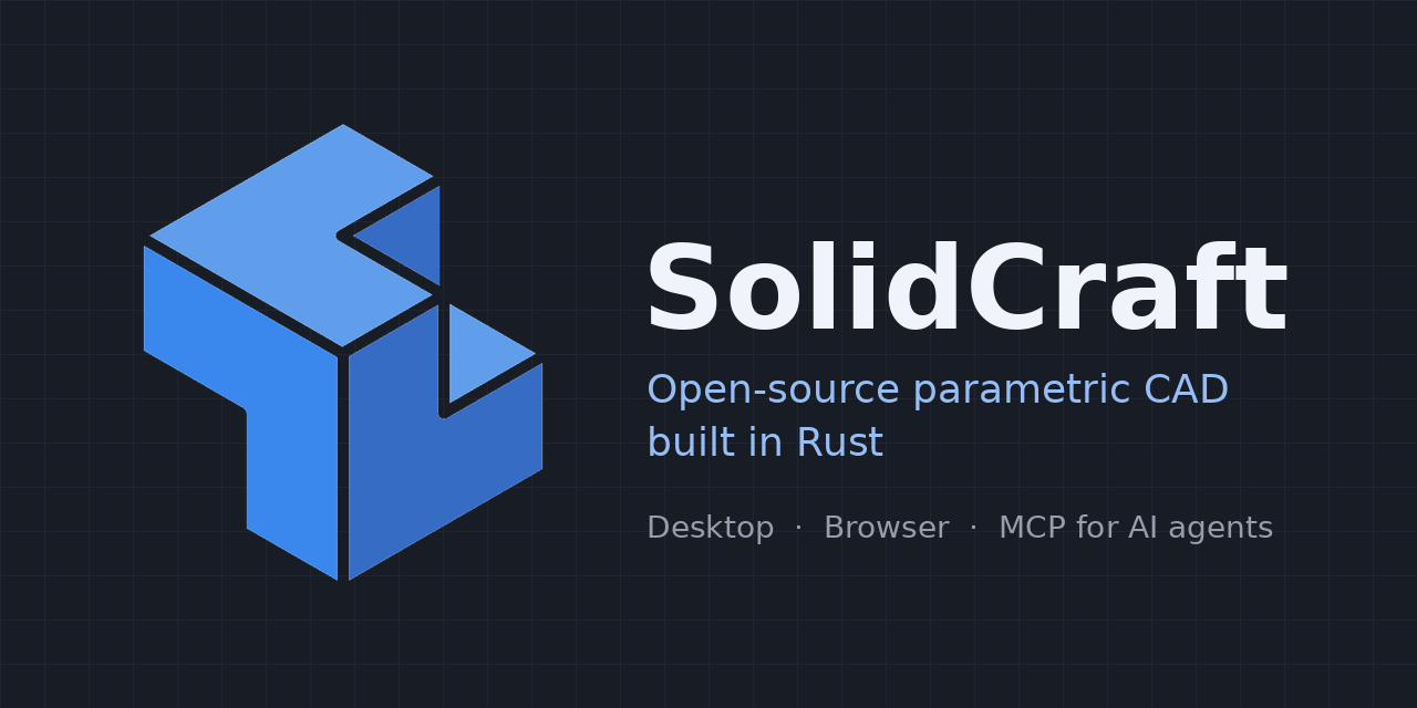 SolidCraft: Phần mềm CAD tham số mã nguồn mở viết bằng Rust, hỗ trợ AI agent qua MCP