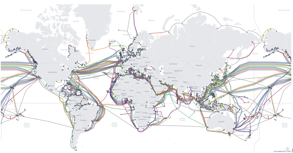 Các tuyến cáp biển tại eo biển Bab al-Mandab - Nguồn: Telegeography