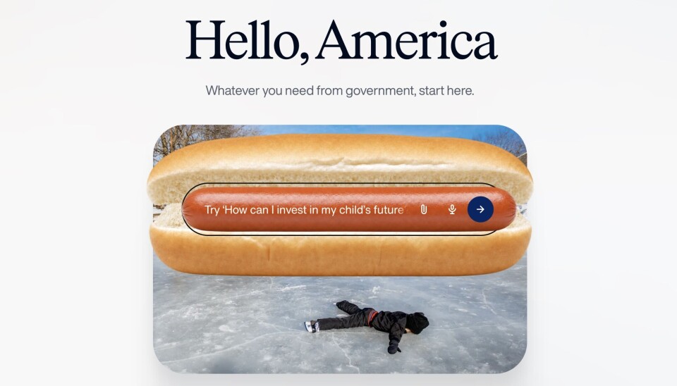 Giao diện chatbot America.gov hiển thị hình ảnh xúc xích khi gõ từ khóa hotdog