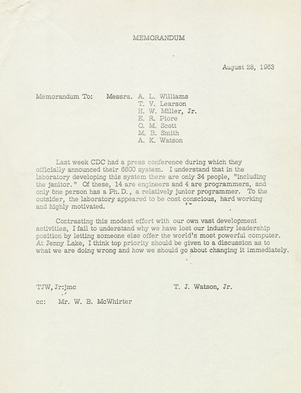 Bản ghi nhớ của Thomas J. Watson Jr. về CDC 6600