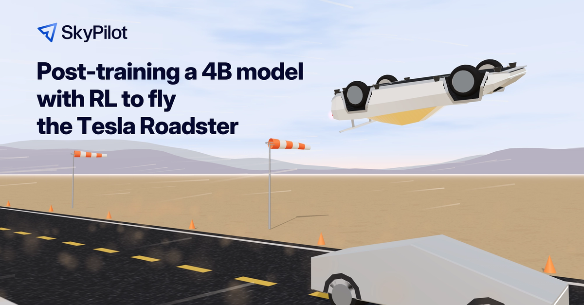Mô hình 4B học tăng cường đánh bại GPT-6 Astra khi điều khiển Tesla Roadster bay trong bão