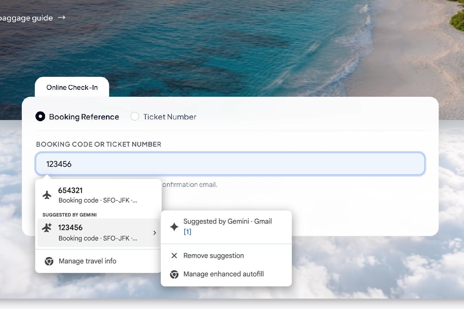 Giao diện Chrome với tính năng tự động điền nâng cao