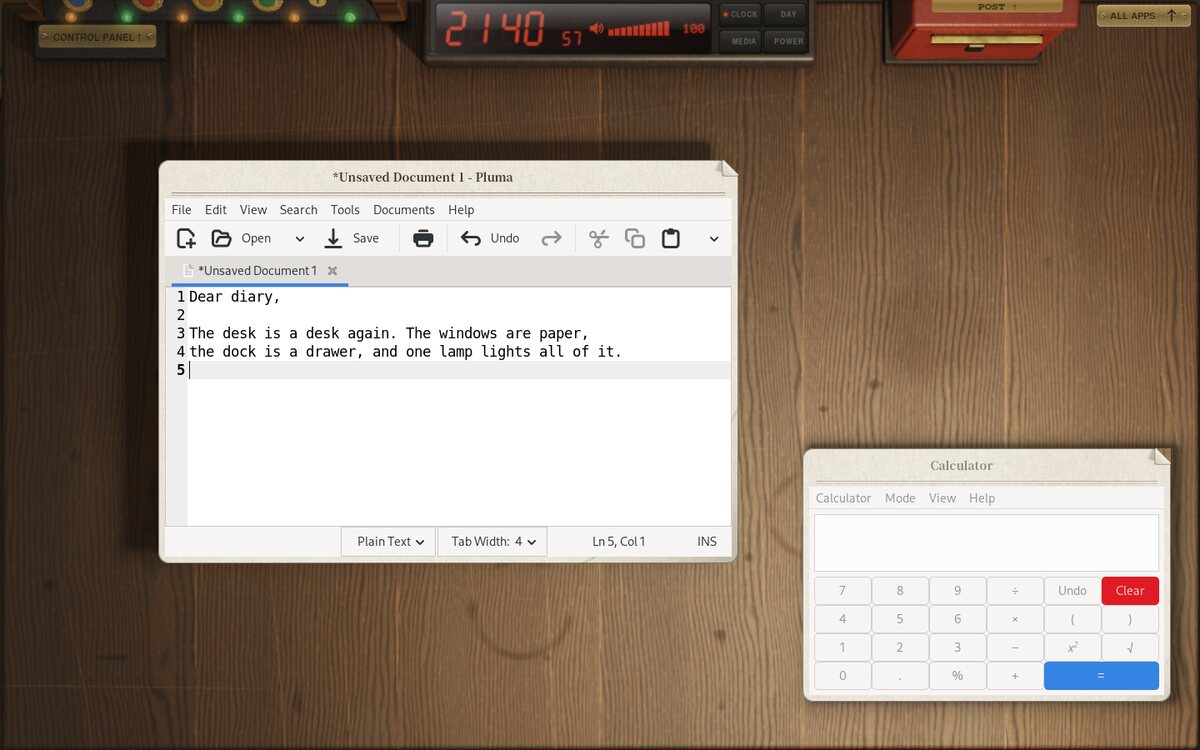 Môi trường desktop DEsk với thiết kế skeuomorphic