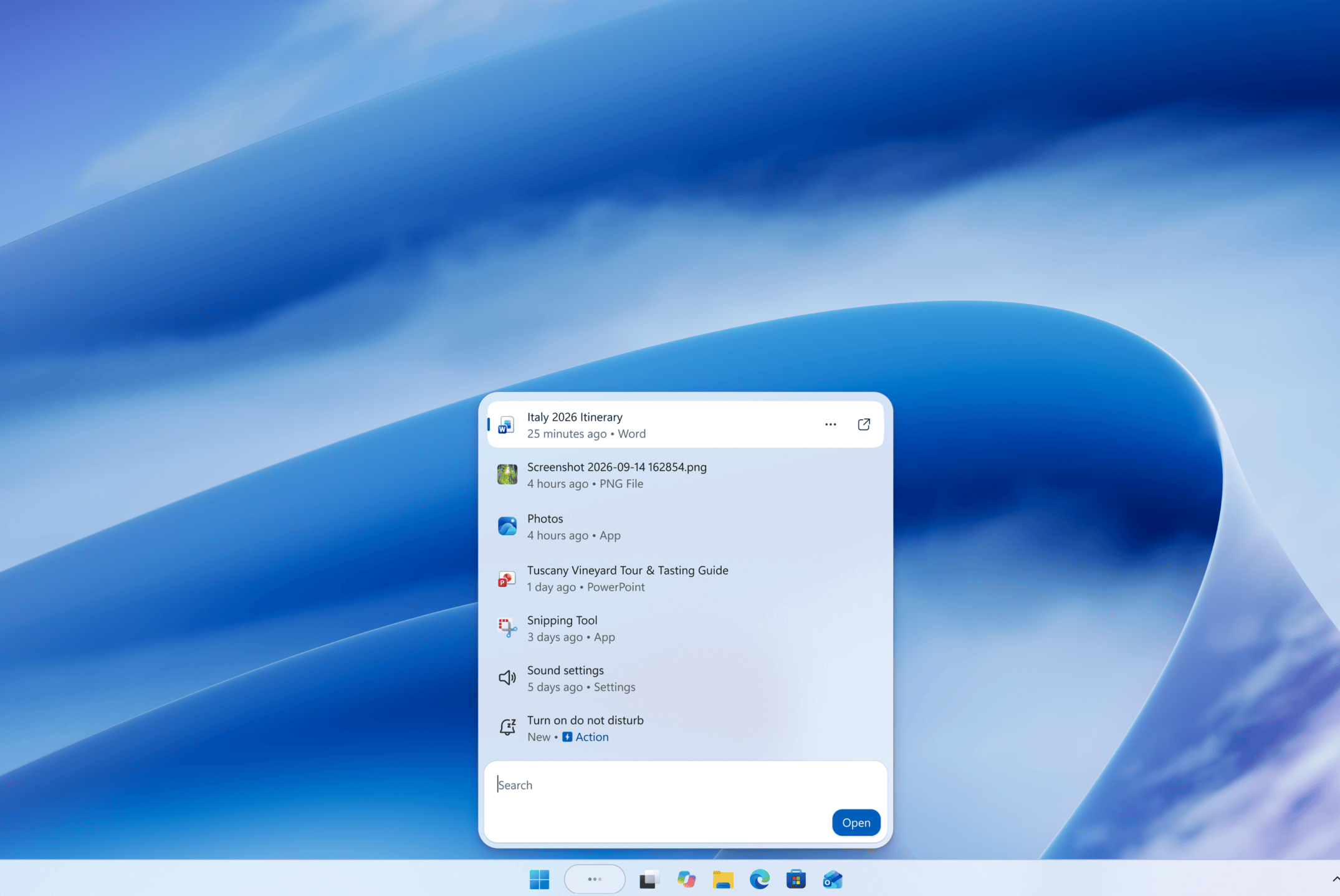 Giao diện Windows Search mới
