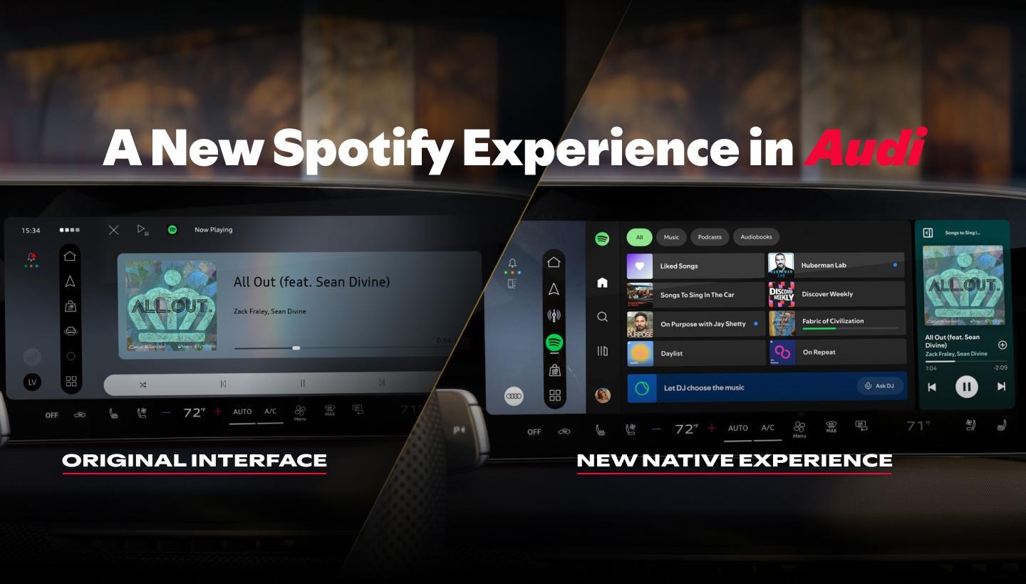 Giao diện Spotify trên màn hình xe