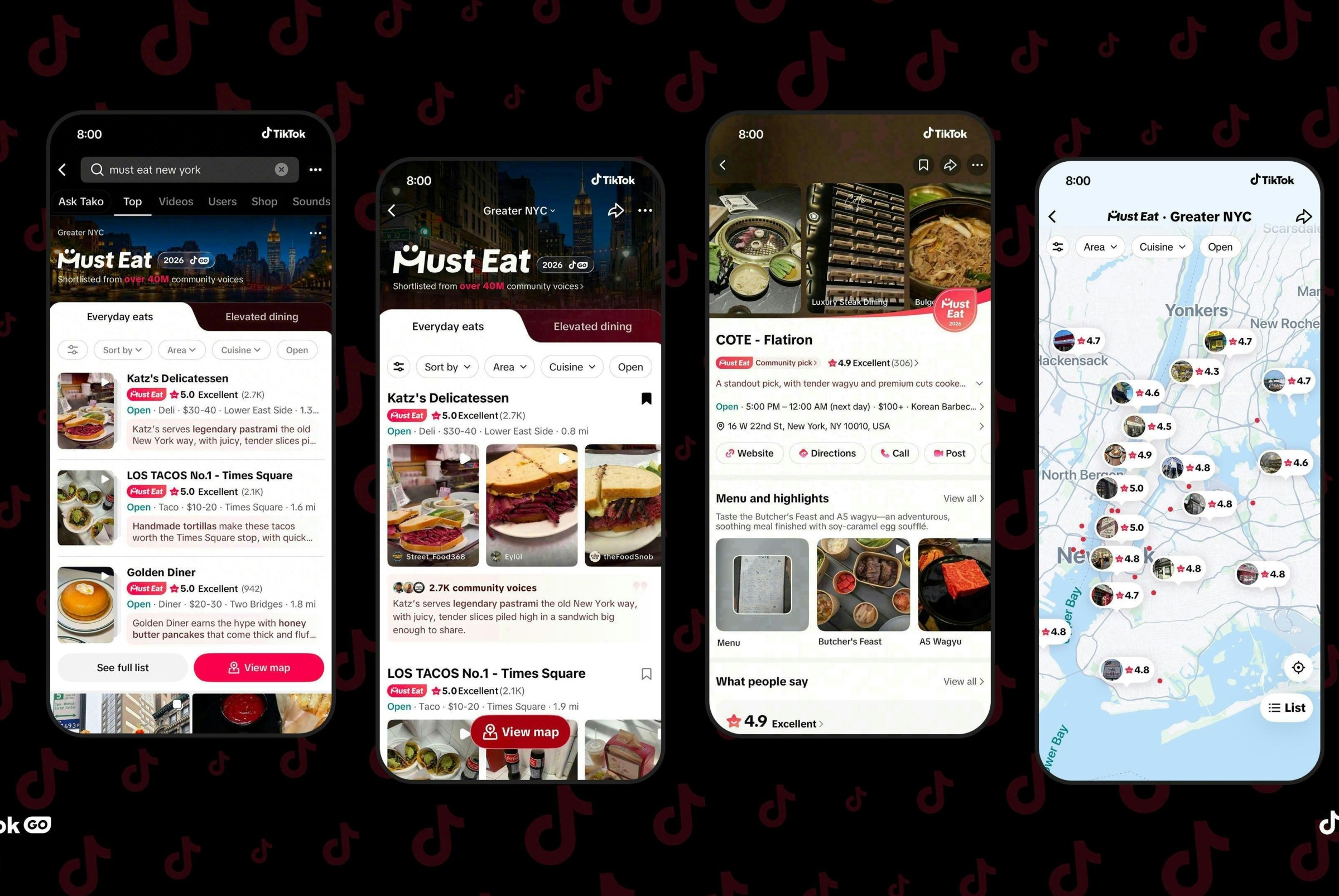 Giao diện tính năng Must Eat của TikTok