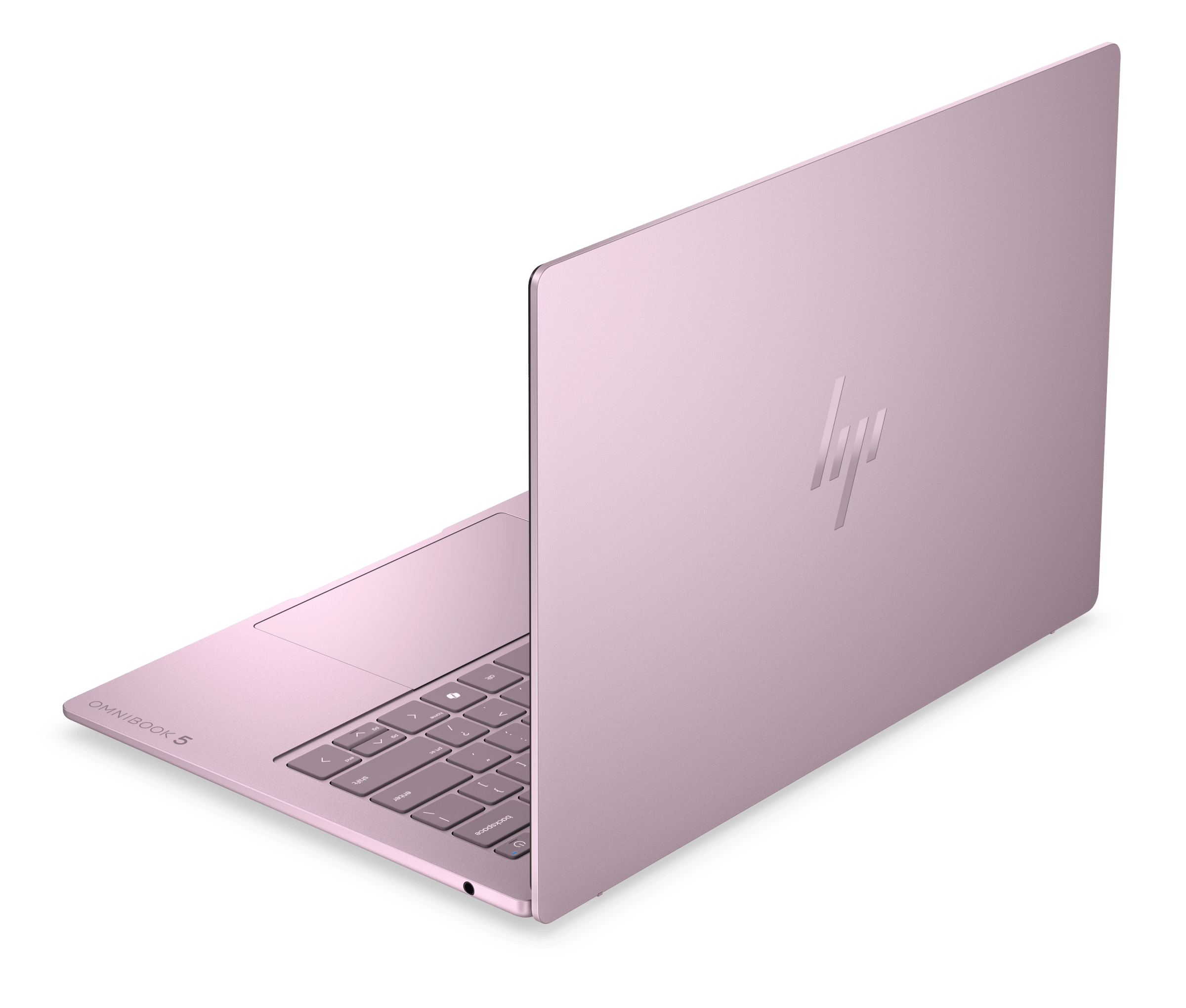 HP OmniBook 5 14 phiên bản màu Peony Pink nhìn từ phía sau