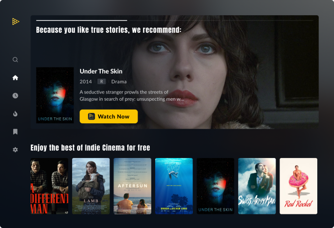 Giao diện dịch vụ streaming JustWatch TV