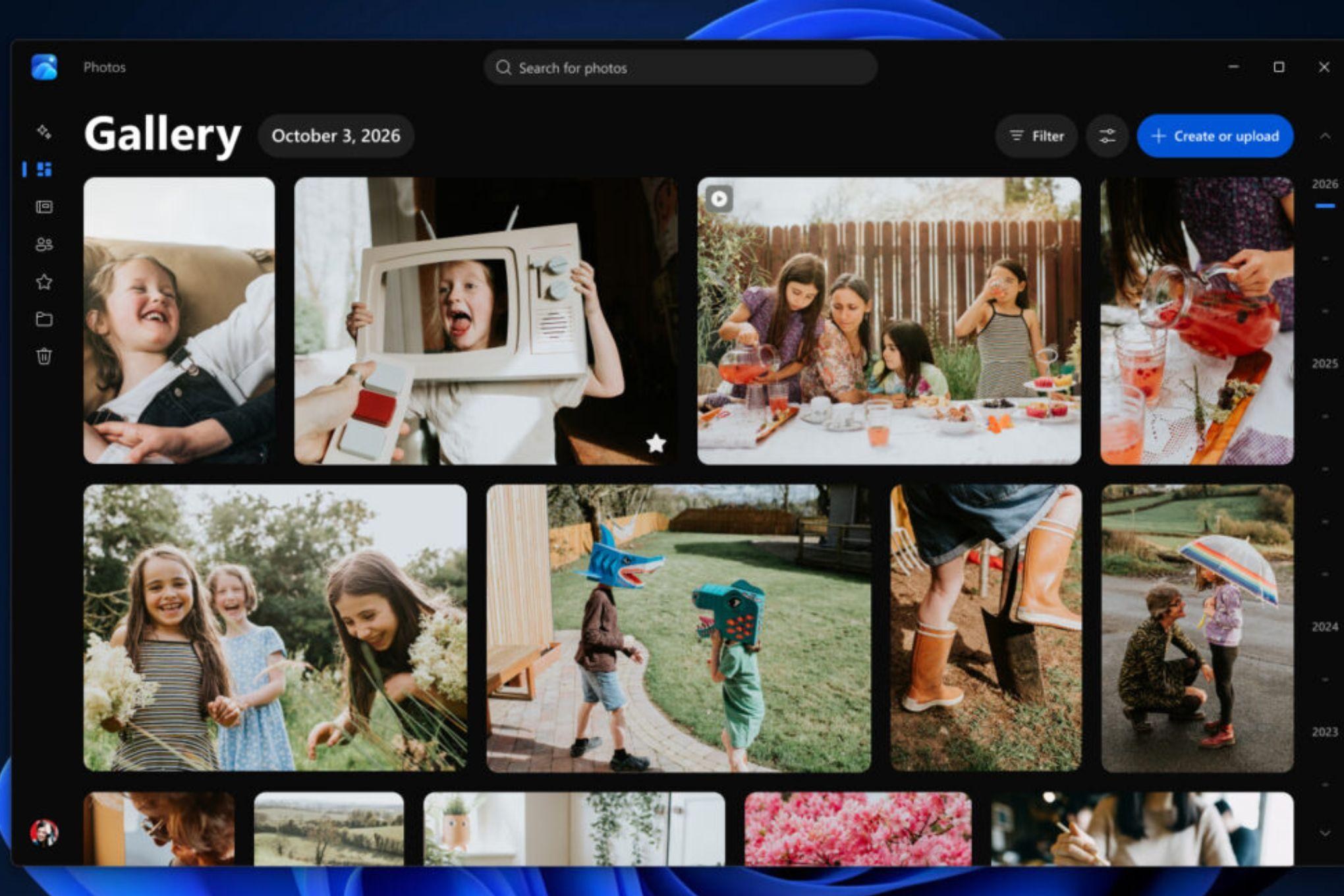 Giao diện thư viện ảnh mới của ứng dụng Photos trên Windows 11